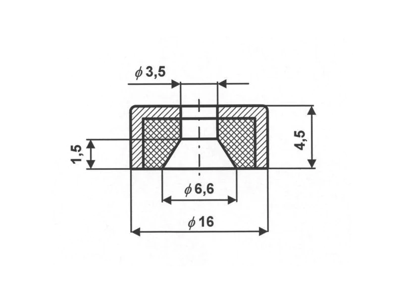Magnes w obudowie średnica 16 mm z otworem pod stożkowy łeb śruby