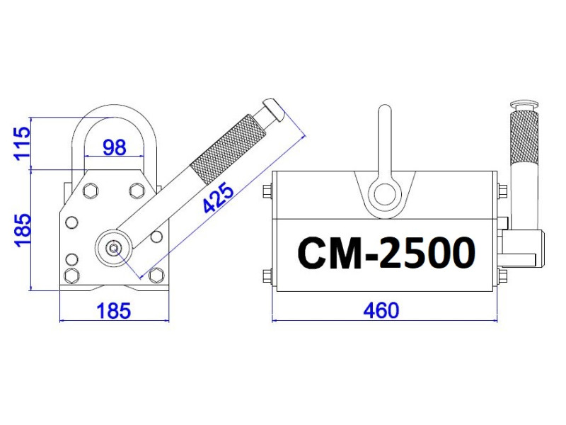 Chwytak magnetyczny CM2500 podnośnik uchwyt magnes 2,5 T, 2500 kg do blach