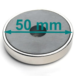 Magnes w obudowie — średnica ⌀50 mm, z otworem pod płaski łeb śruby — ferrytowy