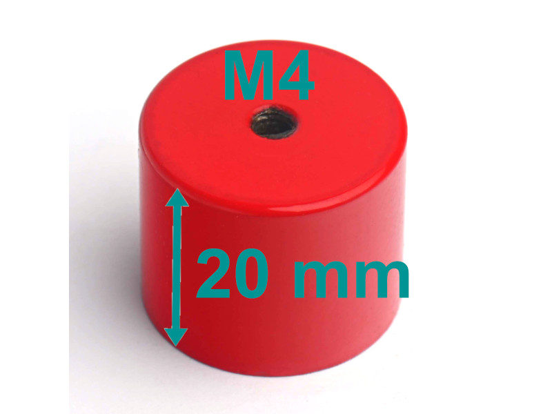 Magnes w obudowie — średnica ⌀24 mm, wys. 20 mm, gwint wewnętrzny M4 — alnico