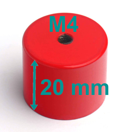 Magnes w obudowie — średnica ⌀24 mm, wys. 20 mm, gwint wewnętrzny M4 — alnico