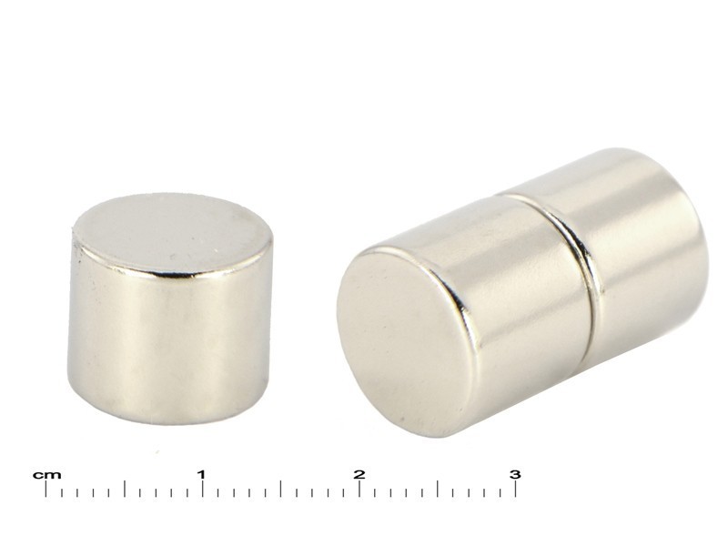Magnes neodymowy — średnica ⌀12 mm, grubość 10 mm — materiał N38