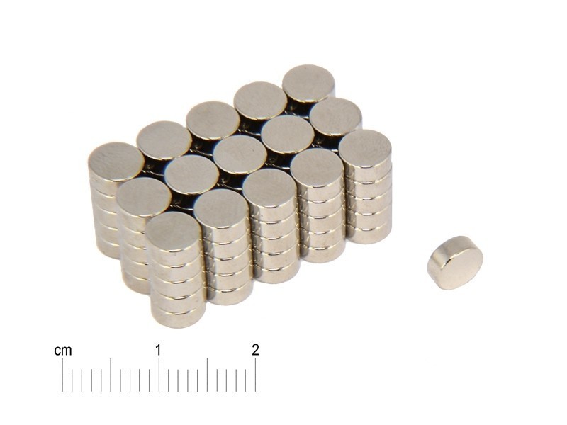 Magnes — średnica ⌀6 mm, grubość 2,5 mm — neodymowy (N38)