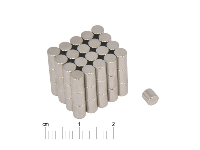 Magnes neodymowy — średnica ⌀4 mm, wysokość 6 mm — materiał N35