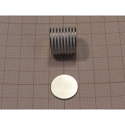 Magnes neodymowy cienki — średnica ⌀18 mm, wys. 1 mm — N38 - 002