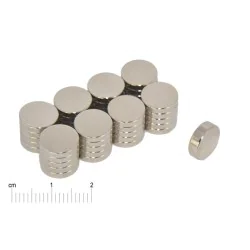 Magnes neodymowy — średnica ⌀10 mm, grubość 2 mm — materiał N38
