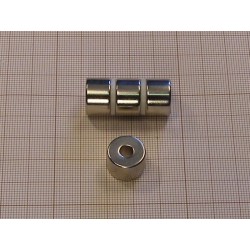 Magnes — średnica ⌀14,8 mm, otwór ⌀5,2 mm, grubość 10 mm — neodymowy (N38)