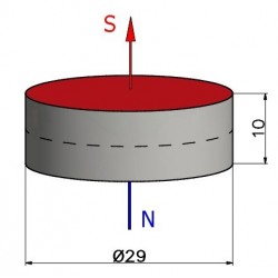 Magnes — średnica ⌀29 mm, grubość 10 mm — neodymowy (N38) - 002