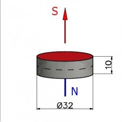 Magnes — średnica ⌀32 mm, wysokość 10 mm — ferrytowy (F30) - 002