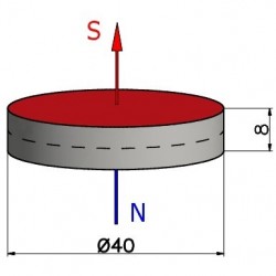 Magnes — średnica ⌀40 mm, wysokość 8 mm — ferrytowy (F30) - 002