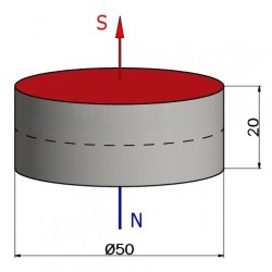 Magnes neodymowy — średnica ⌀50 mm, wys. 20 mm — N42 - 003