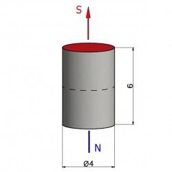 Magnes — średnica ⌀4 mm, wysokość 6 mm — neodymowy (N35) - 002