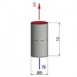Magnes — średnica ⌀5 mm, wysokość 10 mm — neodymowy (N38) - 002