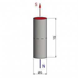 Magnes — średnica ⌀5 mm, wysokość 15 mm — neodymowy (N35) - 002