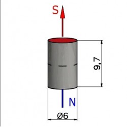 Magnes — średnica ⌀6 mm, wysokość 9,7 mm — ferrytowy (F30) - 002