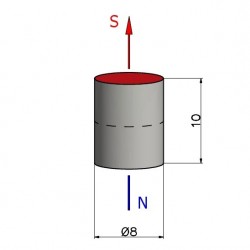 Magnes — średnica ⌀8 mm, wysokość 10 mm — neodymowy (N38) - 002