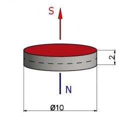 Magnes — średnica ⌀10 mm, wysokość 2 mm — ferrytowy (F30) - 002