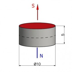Magnes — średnica ⌀10 mm, wysokość 5 mm — ferrytowy (F30) - 002