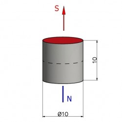 Magnes — średnica ⌀10 mm, wysokość 10 mm — ferrytowy (F30) - 002
