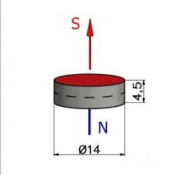 Magnes zwykły — średnica ⌀14 mm, grubość 4,5 mm — ferrytowy (F30) - 002