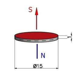 Magnes — średnica ⌀15 mm, grubość 1 mm — neodymowy (N38) - 003