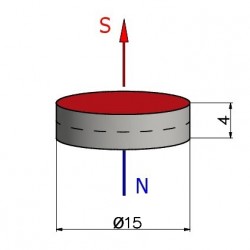 Magnes — średnica ⌀15 mm, grubość 4 mm — neodymowy (N38) - 003
