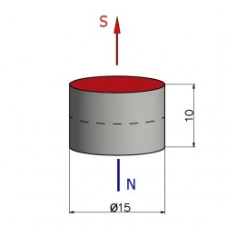 Magnes — średnica ⌀15 mm, grubość 10 mm — neodymowy (N35) - 002