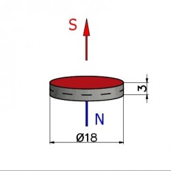 Magnes — średnica ⌀18 mm, wysokość 3 mm — ferrytowy (F30) - 002