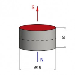Magnes — średnica ⌀18 mm, grubość 10 mm — neodymowy (N38) - 003