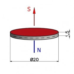 Magnes — średnica ⌀20 mm, wysokość 1,5 mm — ferrytowy (F30) - 002