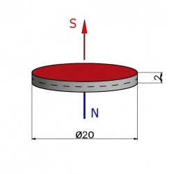 Magnes — średnica ⌀20 mm, wysokość 2 mm — ferrytowy (F30) - 002