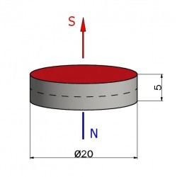 Magnes — średnica ⌀20 mm, wysokość 5 mm — ferrytowy (F30) - 002