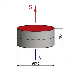 Magnes — średnica ⌀22 mm, grubość 10 mm — neodymowy (N38) - 003