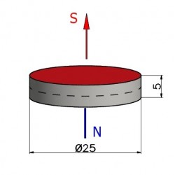 Magnes — średnica ⌀25 mm, wysokość 5 mm — ferrytowy (F30) - 002