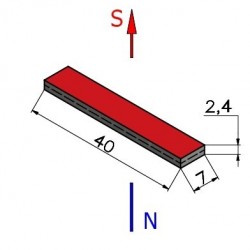Magnes — długość 40 mm, szerokość 7 mm, wysokość 2,4 mm — neodymowy (N38SH) - 003