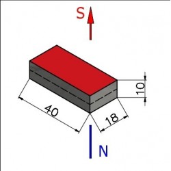Magnes — długość 40 mm, szerokość 18 mm, wysokość 10 mm — neodymowy (N45) - 002