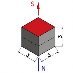 Magnes — długość 3 mm, szerokość 3 mm, wysokość 3 mm — neodymowy (N42) - 002