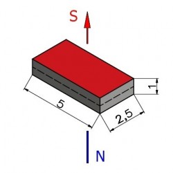 Magnes — długość 5 mm, szerokość 2,5 mm, wysokość 1 mm — neodymowy (N48H) - 003