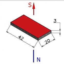 Magnes — długość 42 mm, szerokość 20 mm, wysokość 3 mm — neodymowy (N38) - 002