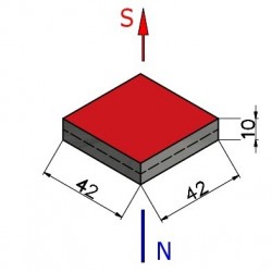 Magnes — długość 42 mm, szerokość 42 mm, wysokość 10 mm — neodymowy (N38) - 003