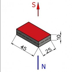 Magnes — długość 45 mm, szerokość 25 mm, wysokość 10 mm — neodymowy (N35) - 003