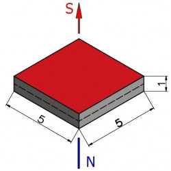 Magnes — długość 5 mm, szerokość 5 mm, wysokość 1 mm — neodymowy (N38) - 003