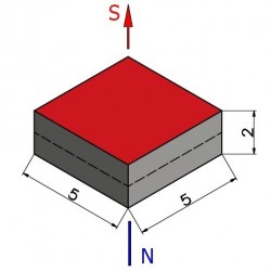 Magnes — długość 5 mm, szerokość 5 mm, wysokość 2 mm — neodymowy (N38) - 003