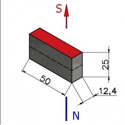 Magnes — długość 50 mm, szerokość 12,4 mm, wysokość 25 mm — neodymowy (N38) - 003