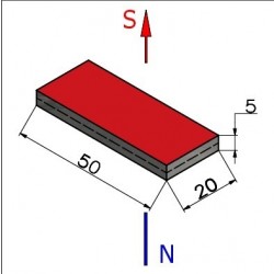 Magnes — długość 50 mm, szerokość 20 mm, wysokość 5 mm — neodymowy (N38) - 003