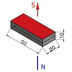 Magnes — długość 50 mm, szerokość 20 mm, wysokość 10 mm — neodymowy (N35H) - 002