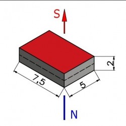 Magnes — długość 7,5 mm, szerokość 5 mm, wysokość 2 mm — neodymowy (N38) - 002