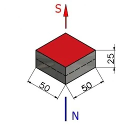 Magnes — długość 50 mm, szerokość 50 mm, wysokość 25 mm — neodymowy (N42) - 002