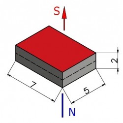 Magnes — długość 7 mm, szerokość 5 mm, wysokość 2 mm — neodymowy (N38) - 002