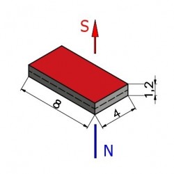 Magnes — długość 8 mm, szerokość 4 mm, wysokość 1,2 mm — neodymowy (N38) - 002